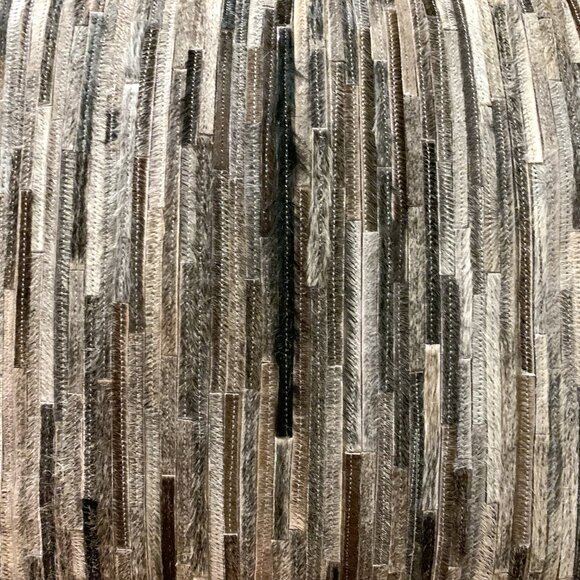 LOLOI 22" Gray & Brown Pony Hair Leather Throw Pillow with Feather Insert NEW - Picture 4 of 7